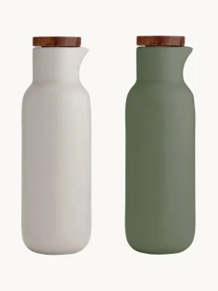 Hot Aceitera y vinagrera de porcelana y madera de acacia Essentials, 2 uds. Aceiteras Y Vinagreras|Aceiteras Y Vinagreras