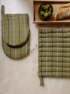 Textiles De Cocina Y Manteles|Textiles De Cocina>Ferm Living Agarraderas de algodón ecológico Ito, 2 uds. Tonos verdes