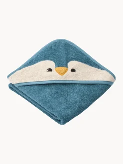 Textiles De Baño Infantiles|Decoración Infantil>Liewood Albornoz con capucha de algodón ecológico Albert Azul petróleo, blanco crema