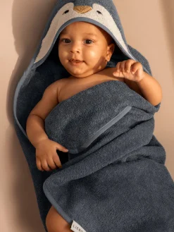 Textiles De Baño Infantiles|Decoración Infantil>Liewood Albornoz con capucha de algodón ecológico Albert Azul petróleo, blanco crema