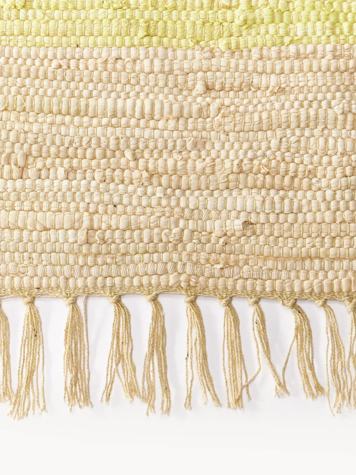 Rectangular|Alfombras Rectangulares>Bongusta Alfombra artesanal con flecos Chindi Amarillo claro, beige claro