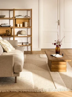 Rectangular|Alfombras Rectangulares>Westwing Collection Alfombra artesanal con relieve y flecos Laine