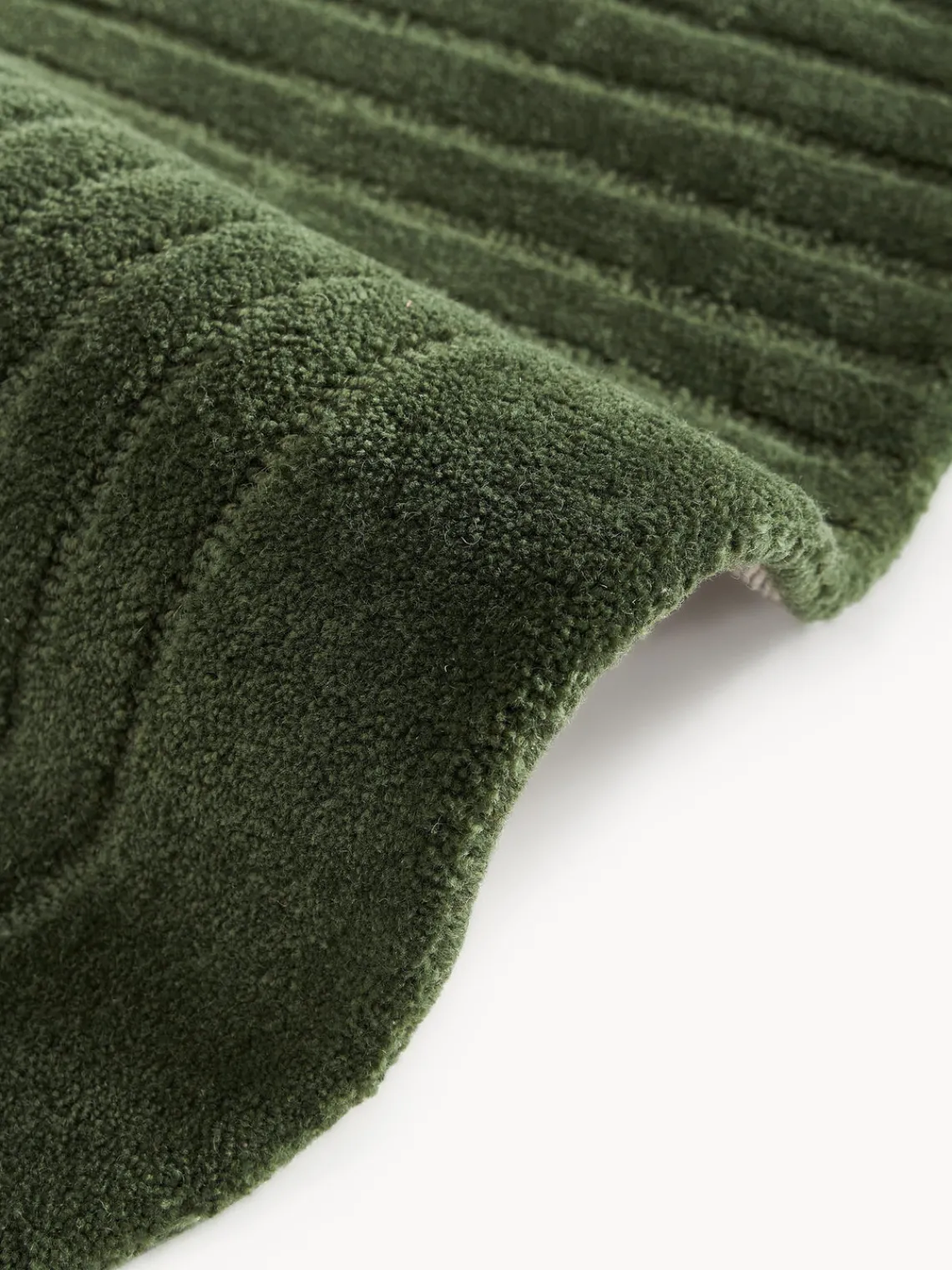 Redonda|Alfombras Rectangulares>Westwing Collection Alfombra artesanal de lana Mason Verde oscuro