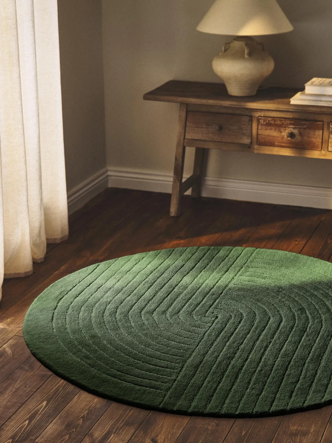 Redonda|Alfombras Rectangulares>Westwing Collection Alfombra artesanal de lana Mason Verde oscuro
