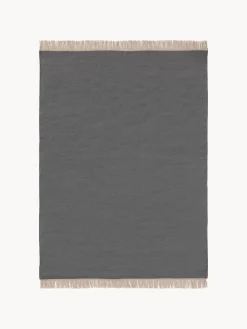 Rectangular|Alfombras Rectangulares>benuta Alfombra artesanal de lana con flecos Liv Gris oscuro