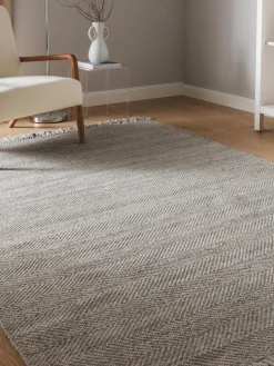 Rectangular|Alfombras Rectangulares>benuta Alfombra artesanal de lana con flecos Lars Greige