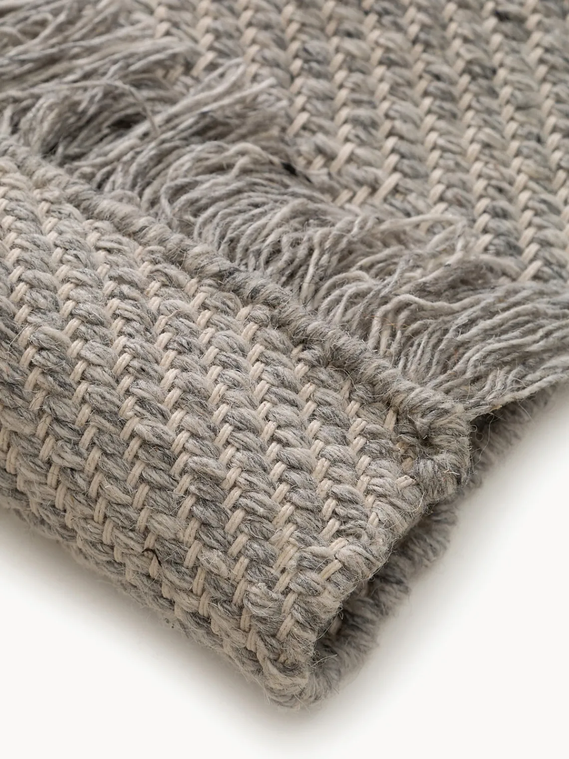 Rectangular|Alfombras Rectangulares>benuta Alfombra artesanal de lana con flecos Lars Greige
