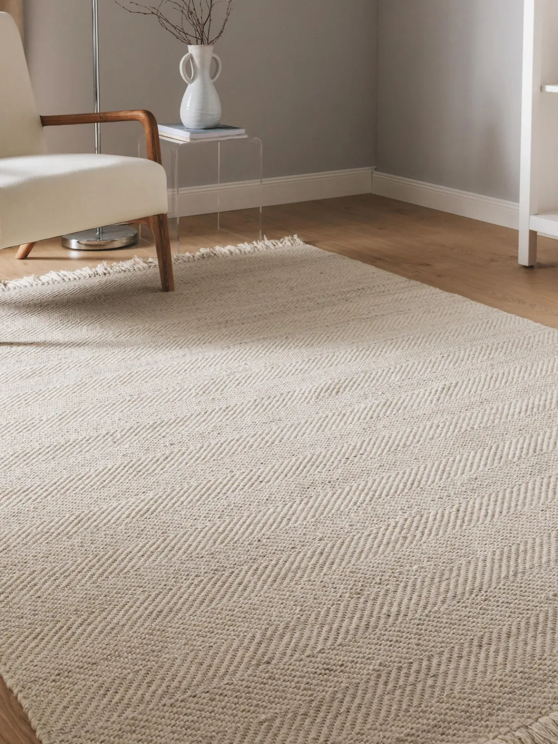 Clearance Alfombra artesanal de lana con flecos Lars Rectangular|Alfombras Rectangulares