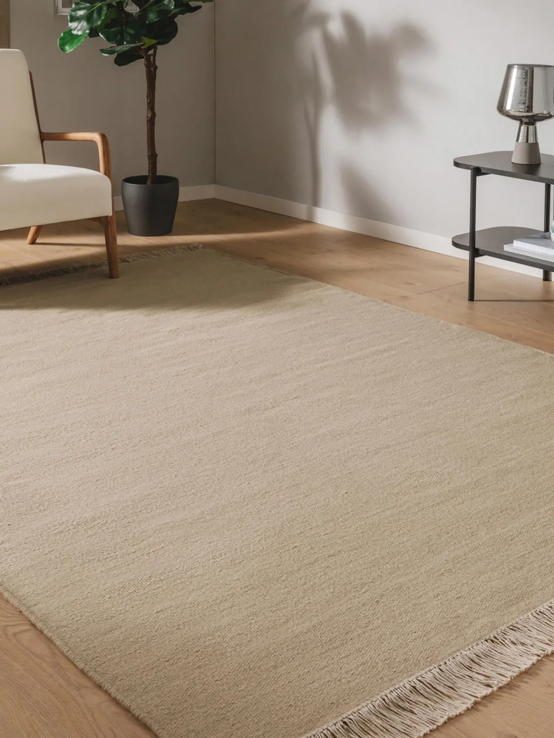 Rectangular|Alfombras Rectangulares>benuta Alfombra artesanal de lana con flecos Liv Beige