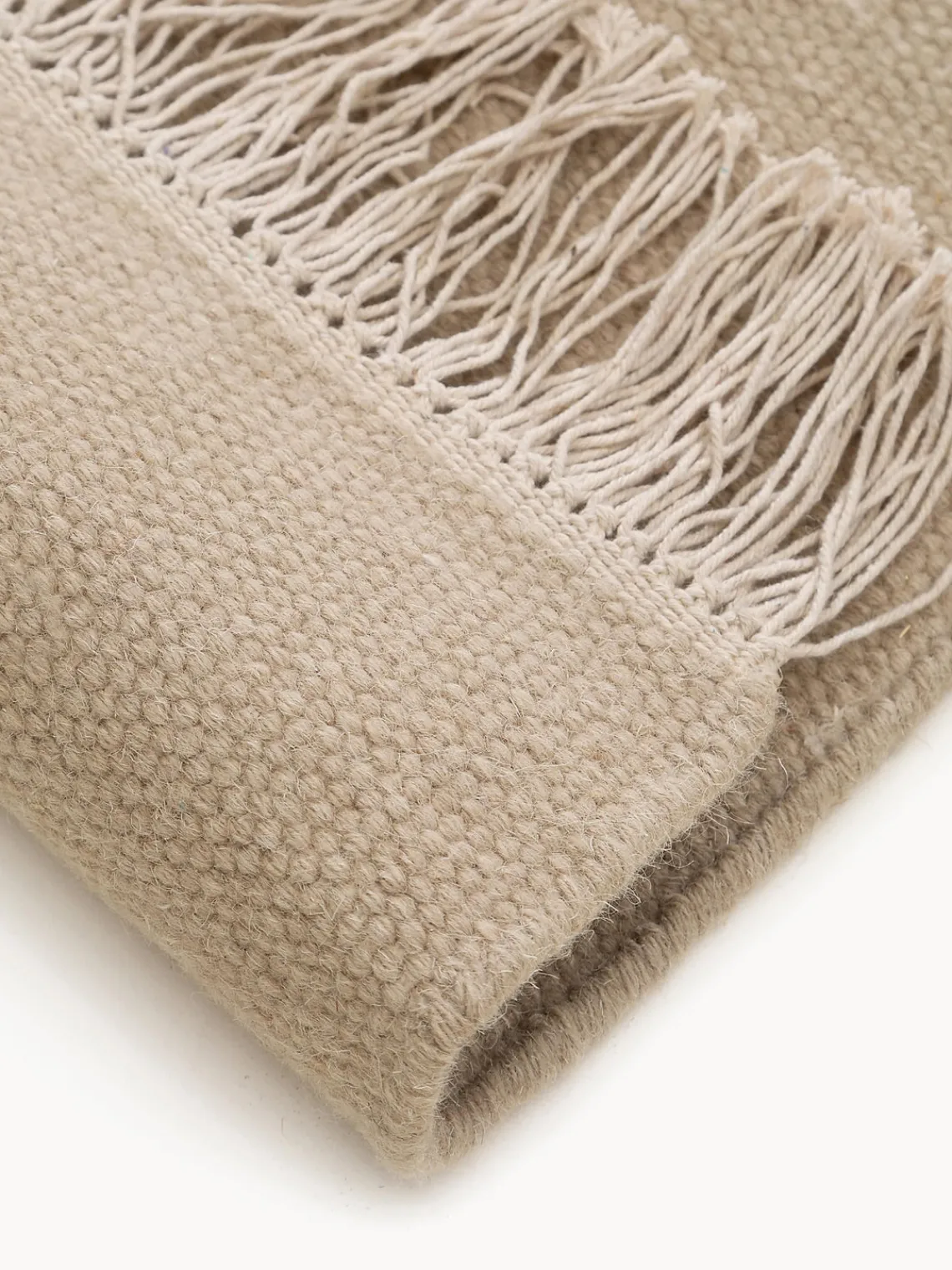 Rectangular|Alfombras Rectangulares>benuta Alfombra artesanal de lana con flecos Liv Beige