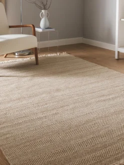 Sale Alfombra artesanal de lana con flecos Lars Rectangular|Alfombras Rectangulares