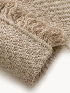 Sale Alfombra artesanal de lana con flecos Lars Rectangular|Alfombras Rectangulares