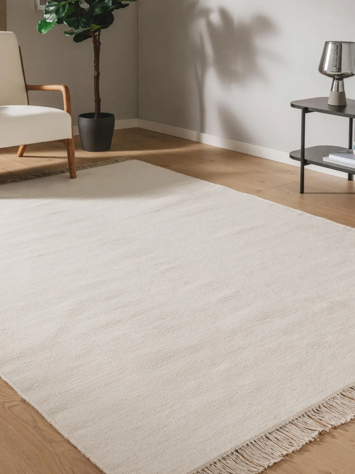 Rectangular|Alfombras Rectangulares>benuta Alfombra artesanal de lana con flecos Liv Beige claro