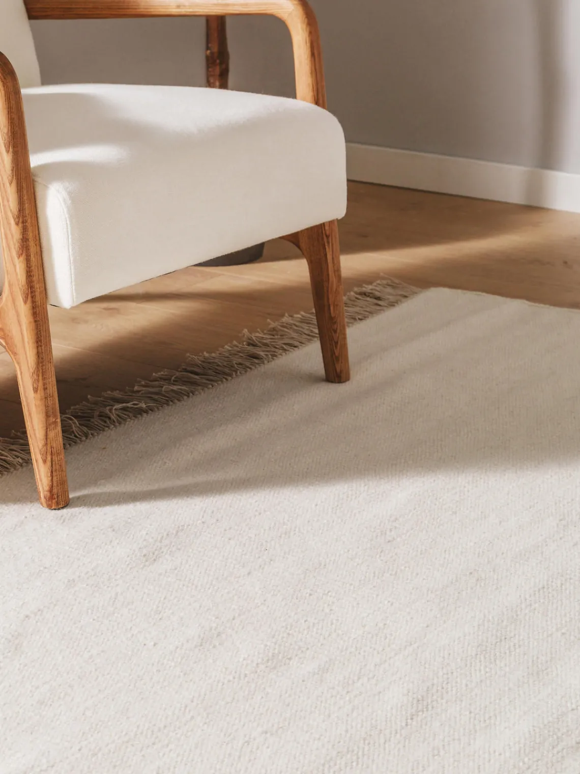 Rectangular|Alfombras Rectangulares>benuta Alfombra artesanal de lana con flecos Liv Beige claro