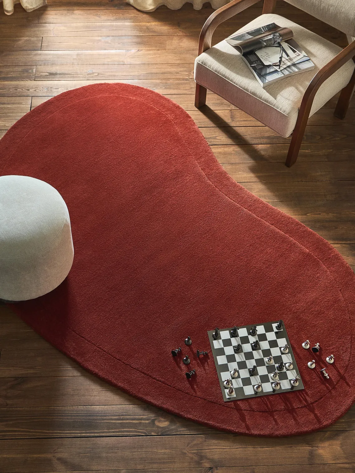 Alfombras Rectangulares|Alfombras>Westwing Collection Alfombra artesanal de lana con forma orgánica Kadey Terracota