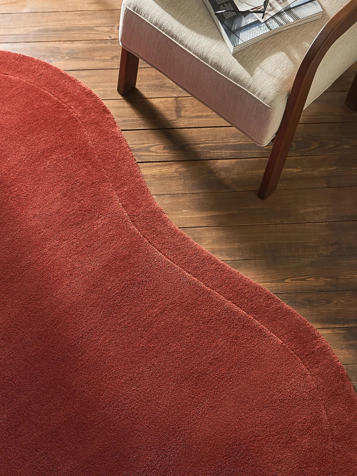 Alfombras Rectangulares|Alfombras>Westwing Collection Alfombra artesanal de lana con forma orgánica Kadey Terracota