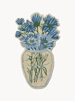 Objetos Decorativos De Pared|Decoración De Pared>Bongusta Alfombra artesanal de lana Blue Daisy