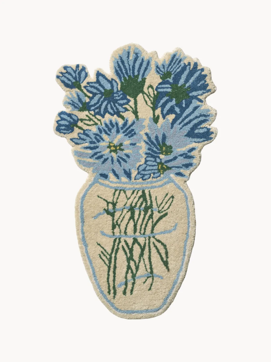 Objetos Decorativos De Pared|Decoración De Pared>Bongusta Alfombra artesanal de lana Blue Daisy