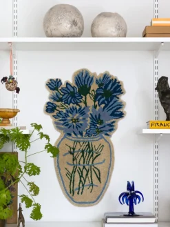 Objetos Decorativos De Pared|Decoración De Pared>Bongusta Alfombra artesanal de lana Blue Daisy