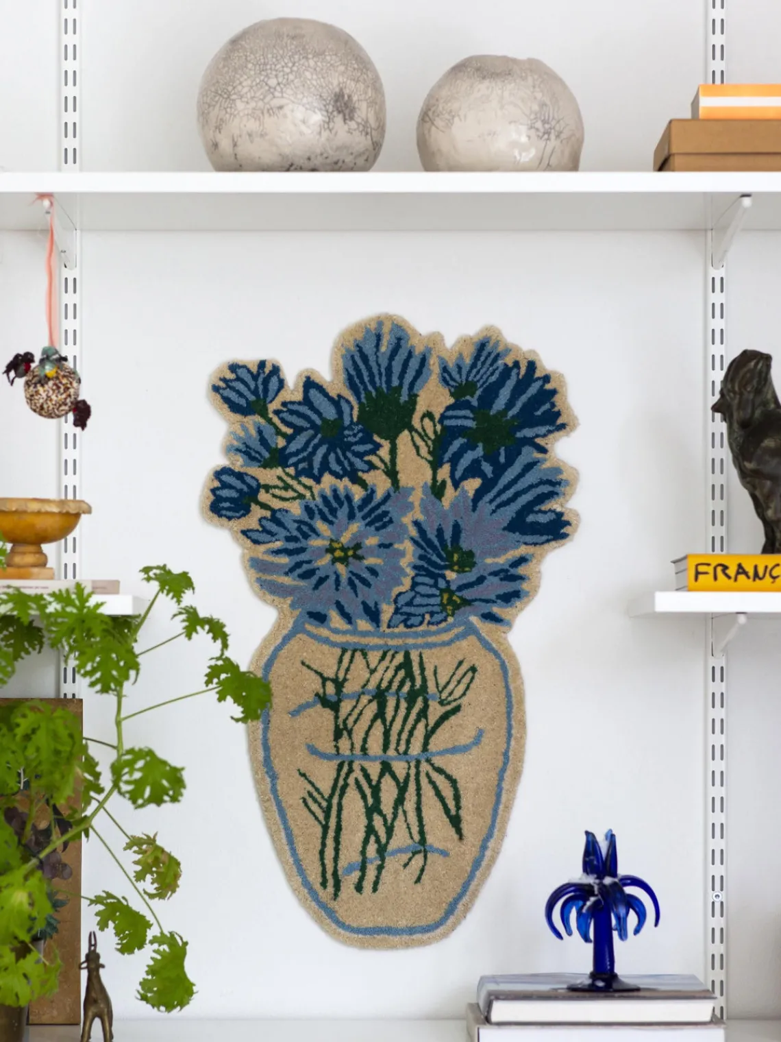 Objetos Decorativos De Pared|Decoración De Pared>Bongusta Alfombra artesanal de lana Blue Daisy