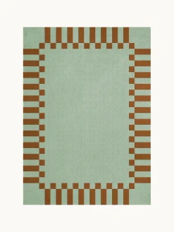 Rectangular|Alfombras Rectangulares>Layered Alfombra artesanal de lana de pelo largo Tekla Frame Verde salvia, turrón