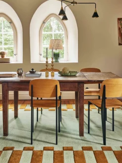 Rectangular|Alfombras Rectangulares>Layered Alfombra artesanal de lana de pelo largo Tekla Frame Verde salvia, turrón