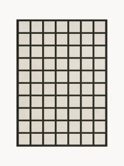 Rectangular|Alfombras Rectangulares>Layered Alfombra artesanal de lana de pelo corto Avenue Checked Blanco Off White, gris antracita