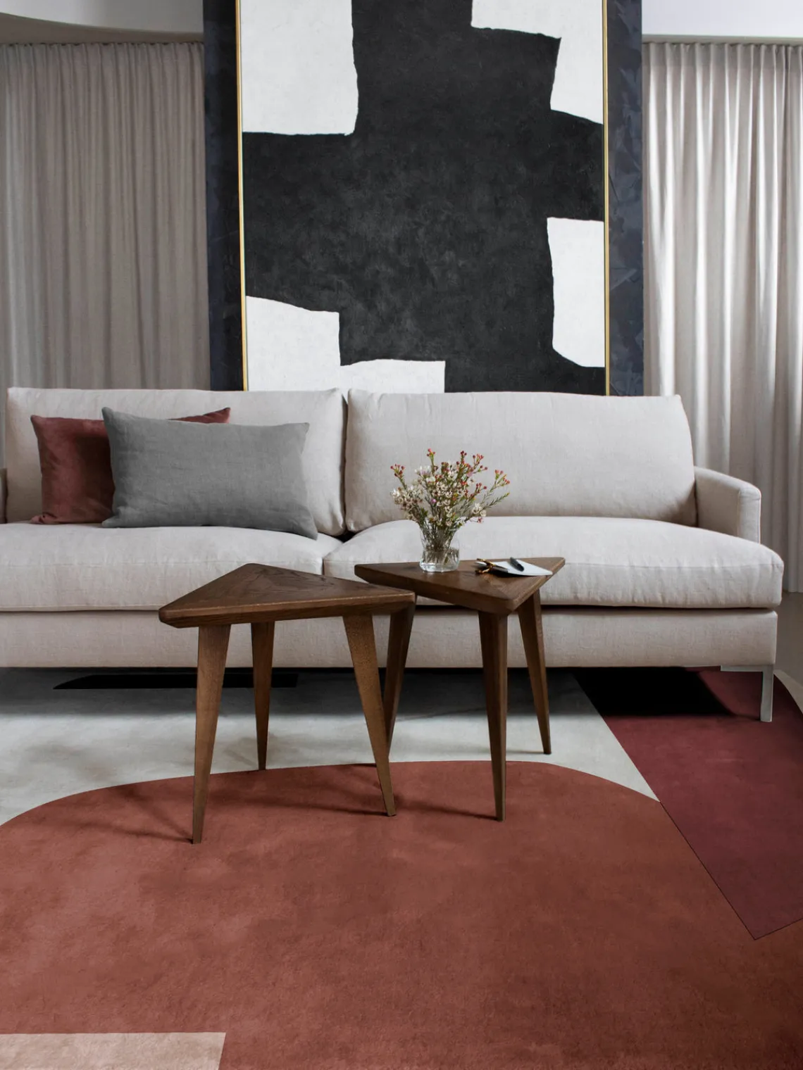 Rectangular|Alfombras Rectangulares>Layered Alfombra artesanal de lana Cloudberry