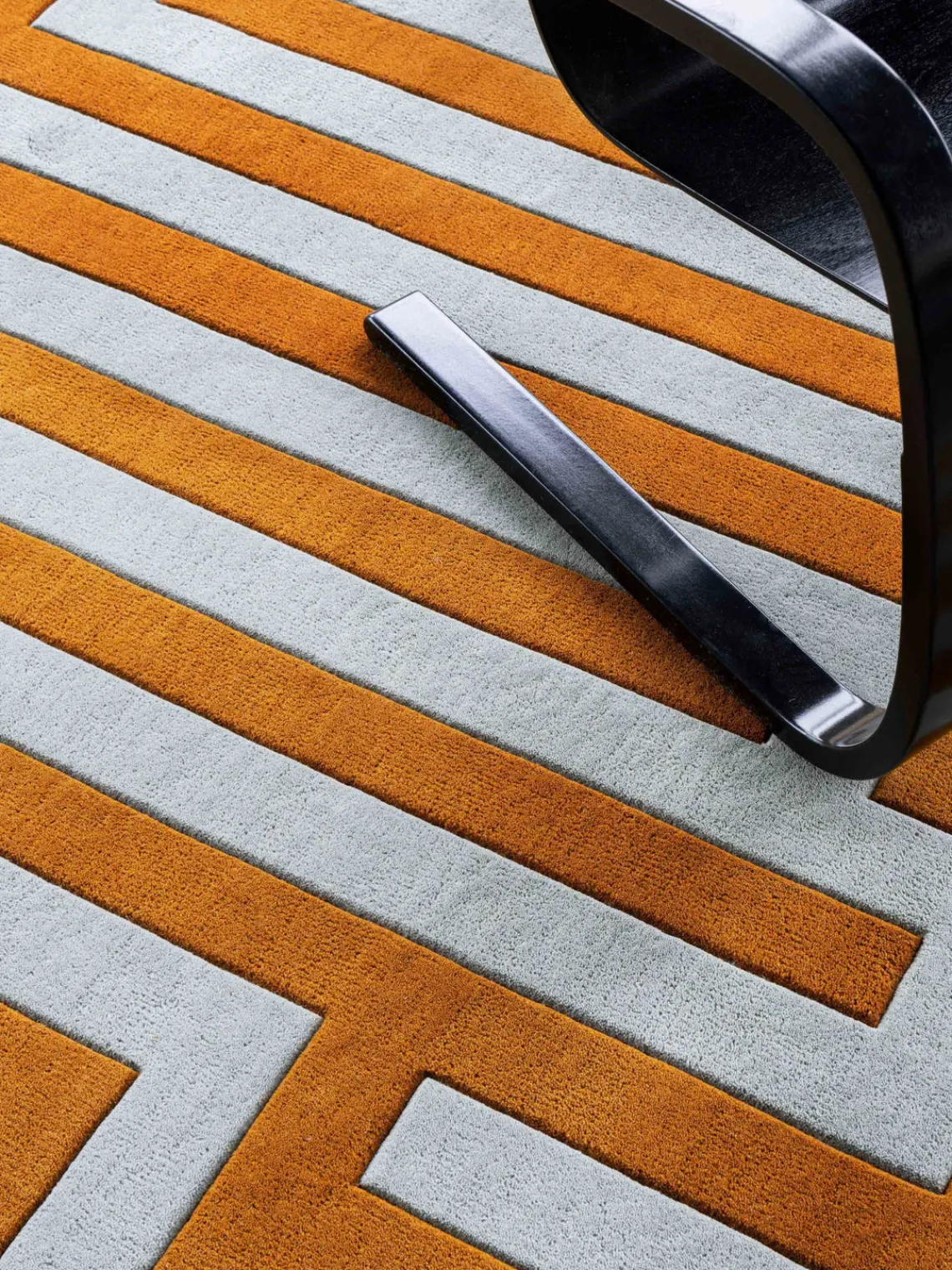 Alfombra artesanal de lana de pelo largo y corto Residue Rectangular|Alfombras Rectangulares