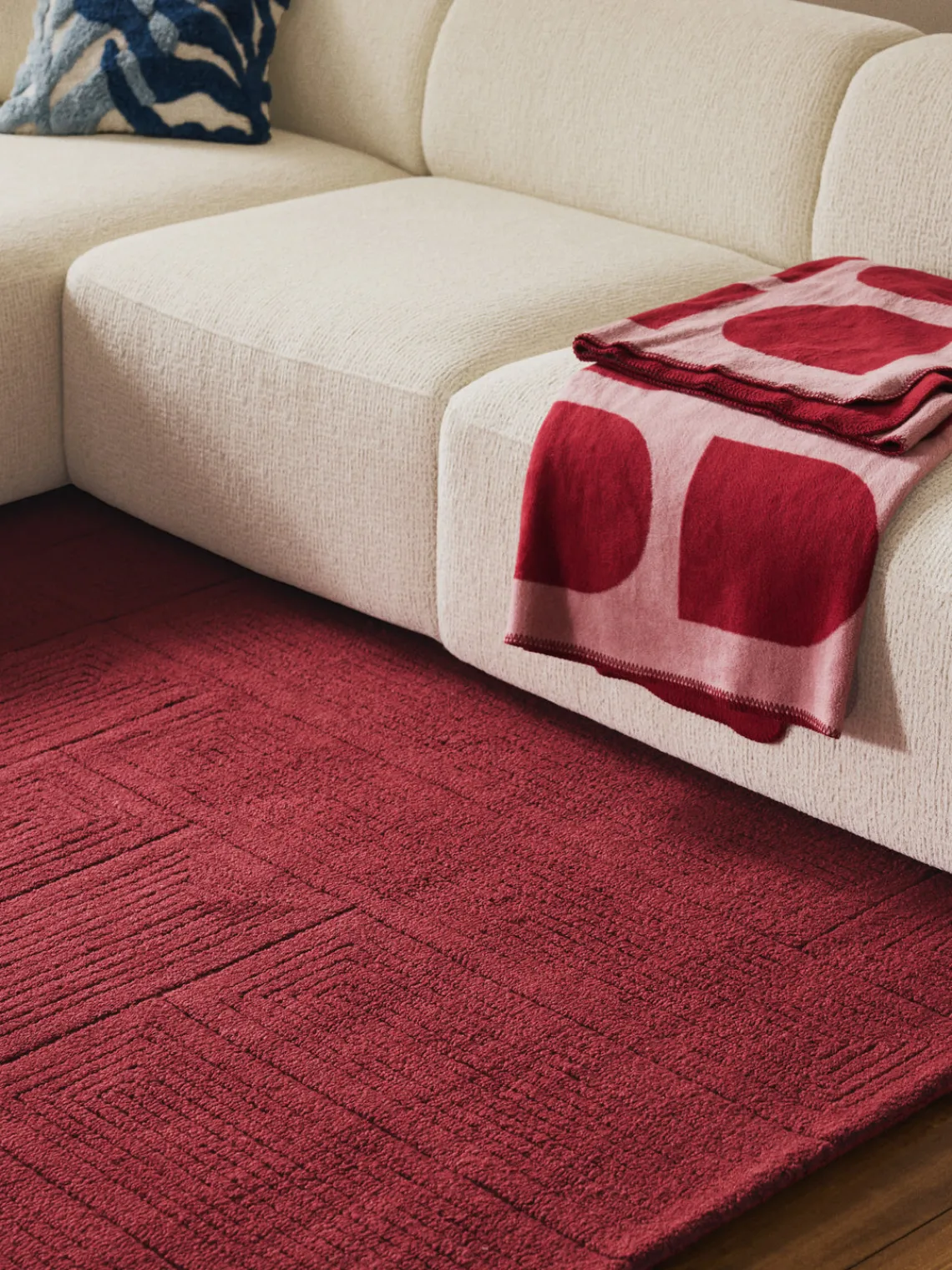 Rectangular|Alfombras Rectangulares>Westwing Collection Alfombra artesanal de lana con estampado geométrico Alexia Rojo