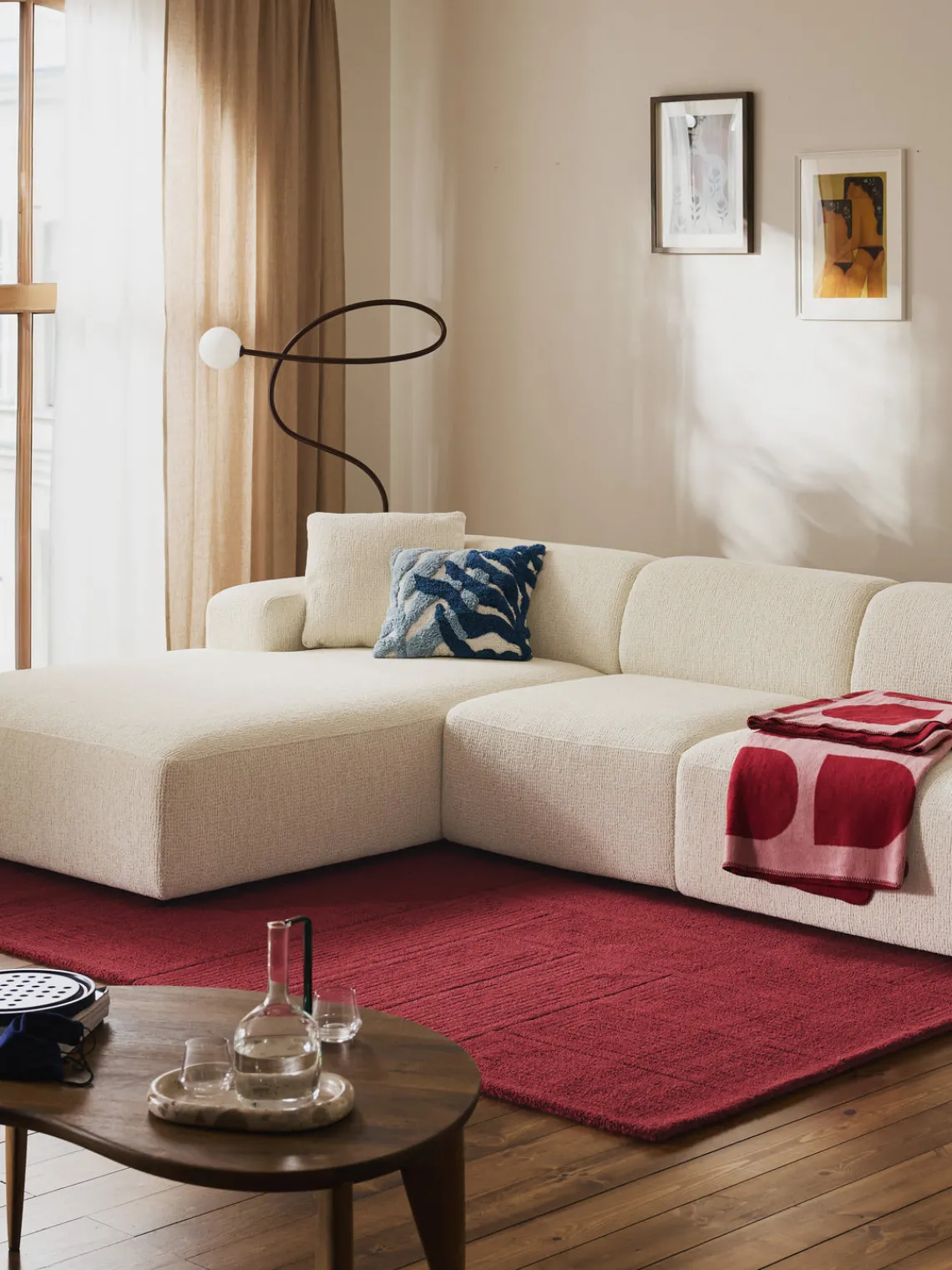 Rectangular|Alfombras Rectangulares>Westwing Collection Alfombra artesanal de lana con estampado geométrico Alexia Rojo