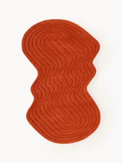 Alfombras Rectangulares|Alfombras>Westwing Collection Alfombra artesanal de lana con forma orgánica Aliza Naranja oscuro