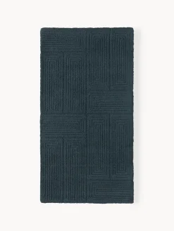 Rectangular|Alfombras Rectangulares>Westwing Collection Alfombra artesanal de lana con estampado geométrico Alexia Azul petróleo