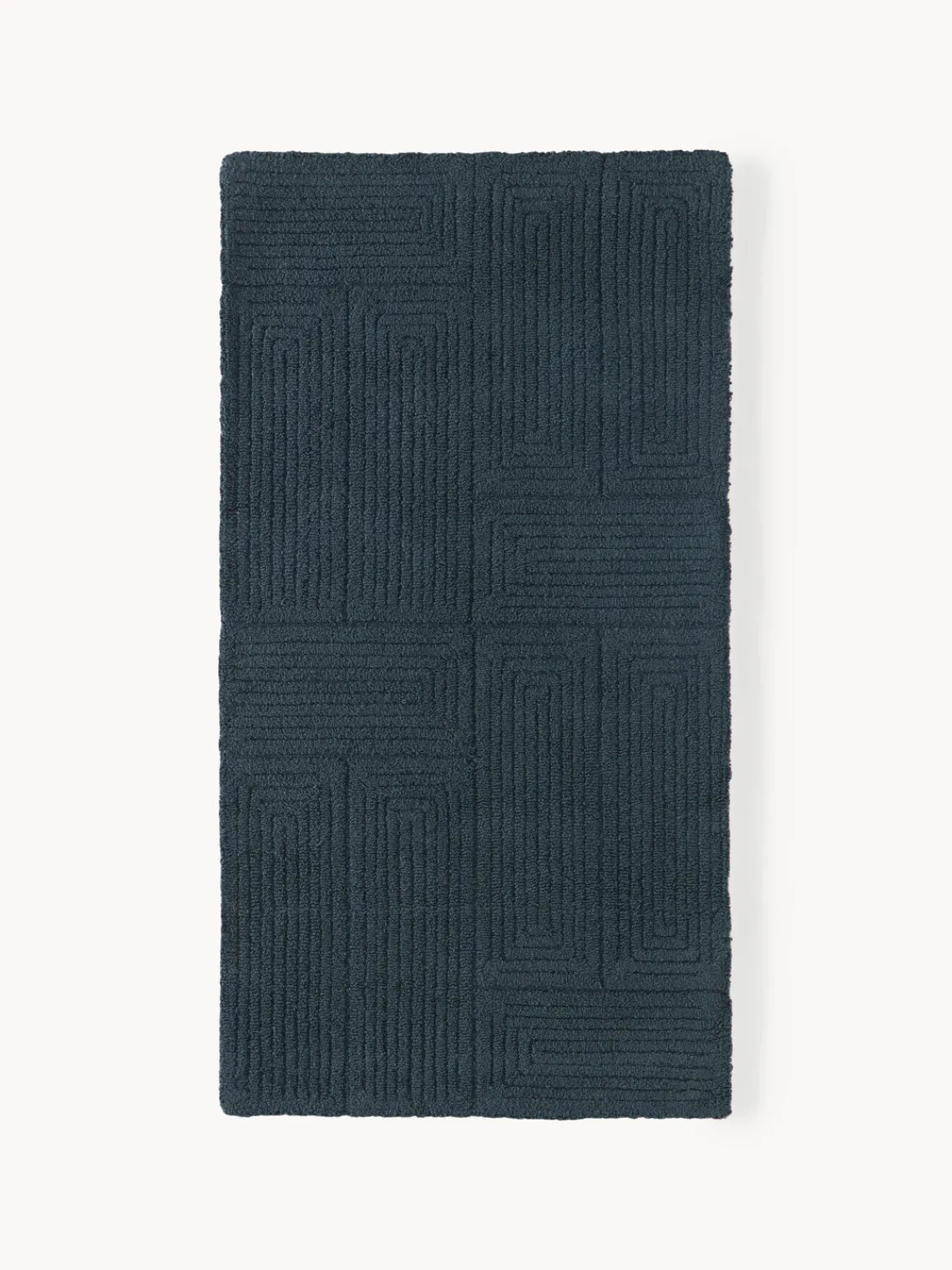 Rectangular|Alfombras Rectangulares>Westwing Collection Alfombra artesanal de lana con estampado geométrico Alexia Azul petróleo