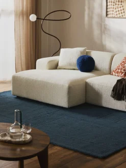 Rectangular|Alfombras Rectangulares>Westwing Collection Alfombra artesanal de lana con estampado geométrico Alexia Azul petróleo