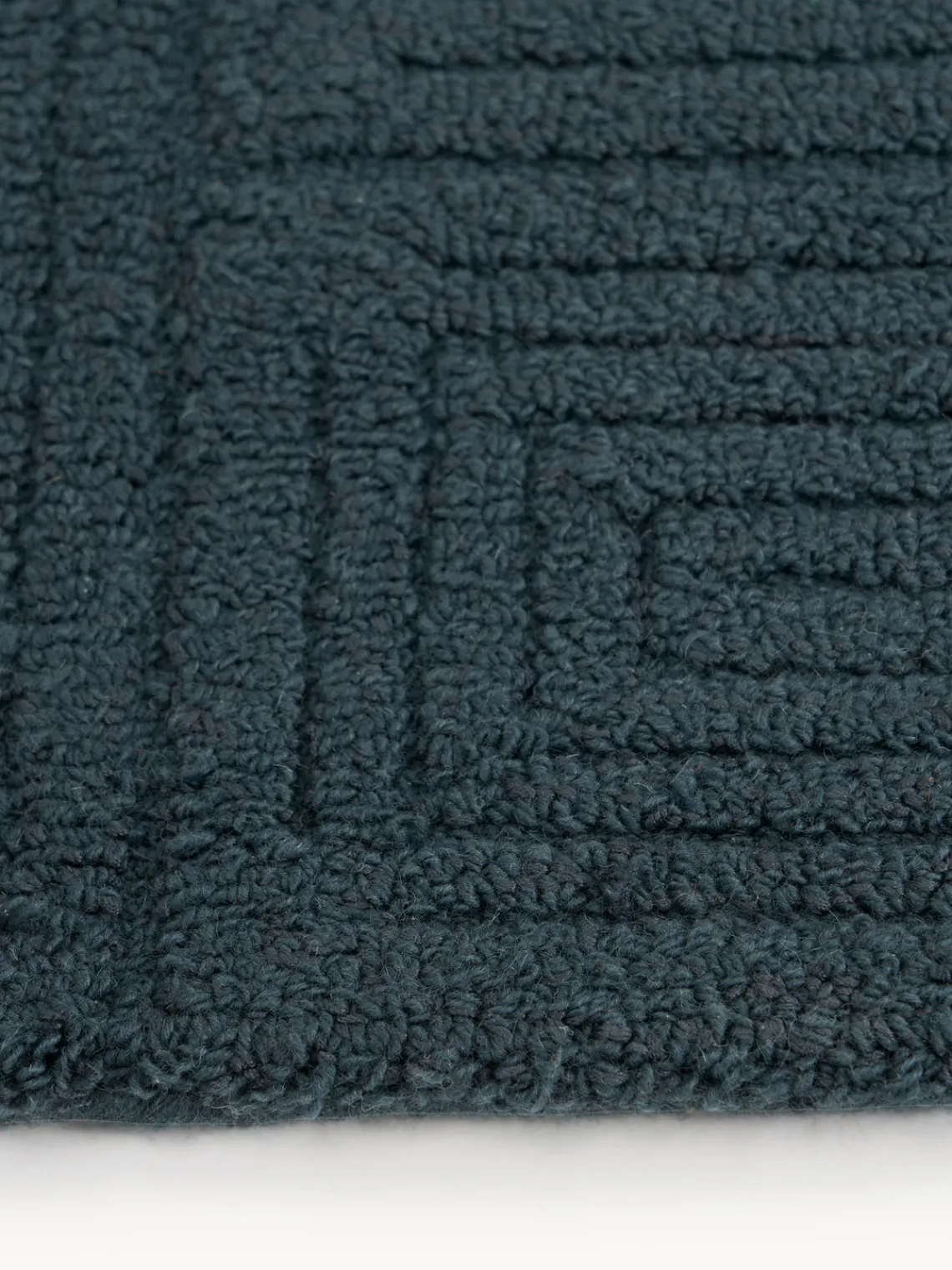 Rectangular|Alfombras Rectangulares>Westwing Collection Alfombra artesanal de lana con estampado geométrico Alexia Azul petróleo