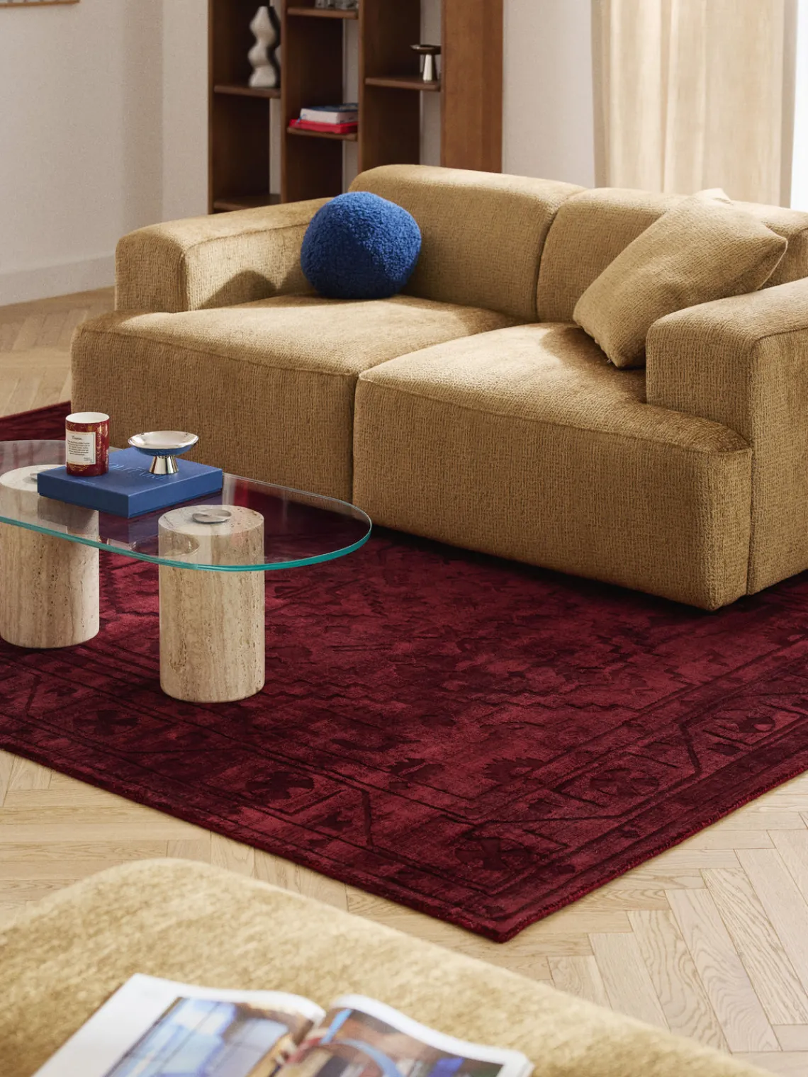 Rectangular|Alfombras Rectangulares>Westwing Collection Alfombra artesanal de viscosa Shaila Rojo vino