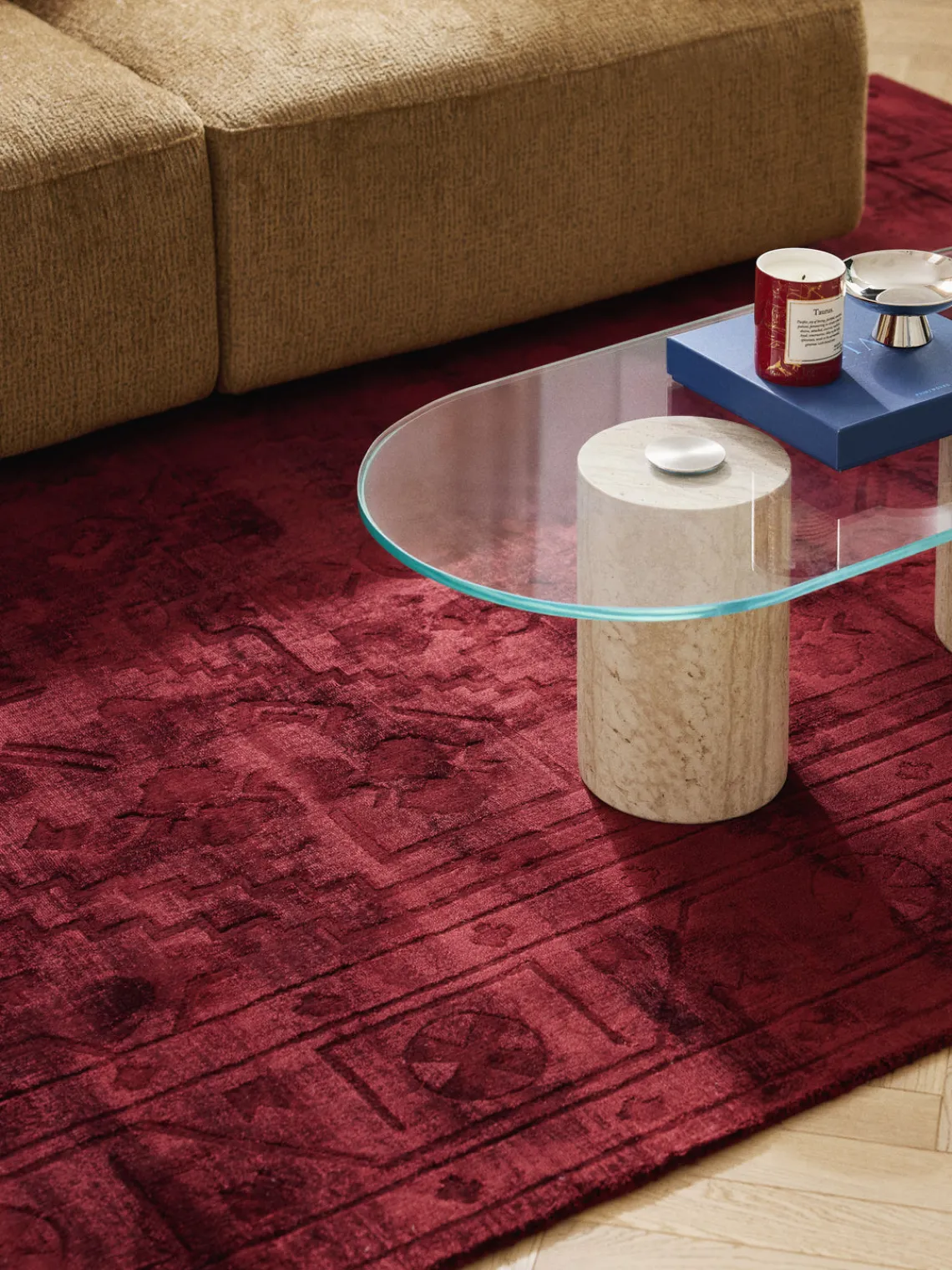 Rectangular|Alfombras Rectangulares>Westwing Collection Alfombra artesanal de viscosa Shaila Rojo vino