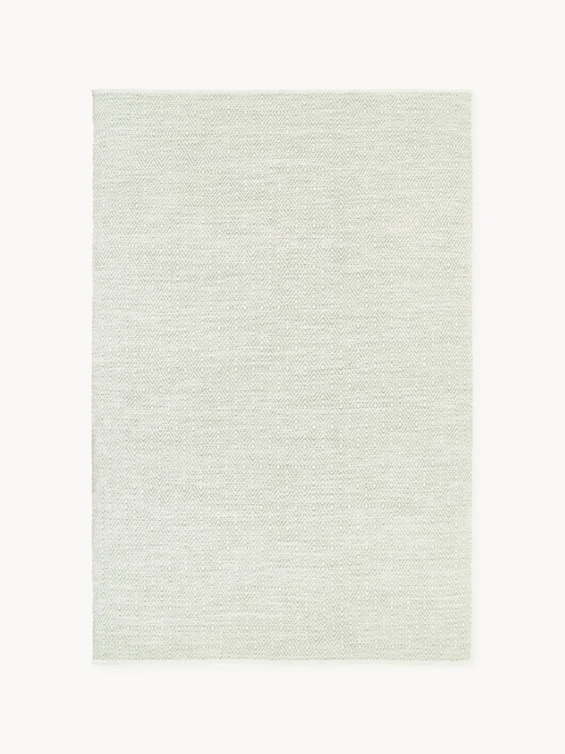 Alfombras De Exterior|Alfombras De Exterior>Westwing Collection Alfombra artesanal exterior con estampado de rombos vintage Rika Verde salvia, blanco Off White