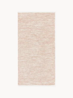 Alfombras De Exterior|Alfombras De Exterior>Westwing Collection Alfombra artesanal exterior con estampado de rombos vintage Rika Terracota, blanco Off White