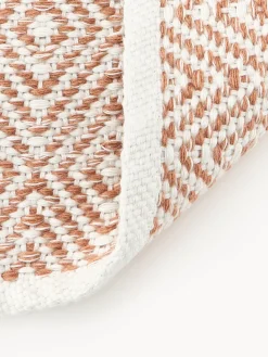 Alfombras De Exterior|Alfombras De Exterior></noscript>Westwing Collection Alfombra artesanal exterior con estampado de rombos vintage Rika Terracota, blanco Off White