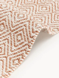 Alfombras De Exterior|Alfombras De Exterior></noscript>Westwing Collection Alfombra artesanal exterior con estampado de rombos vintage Rika Terracota, blanco Off White