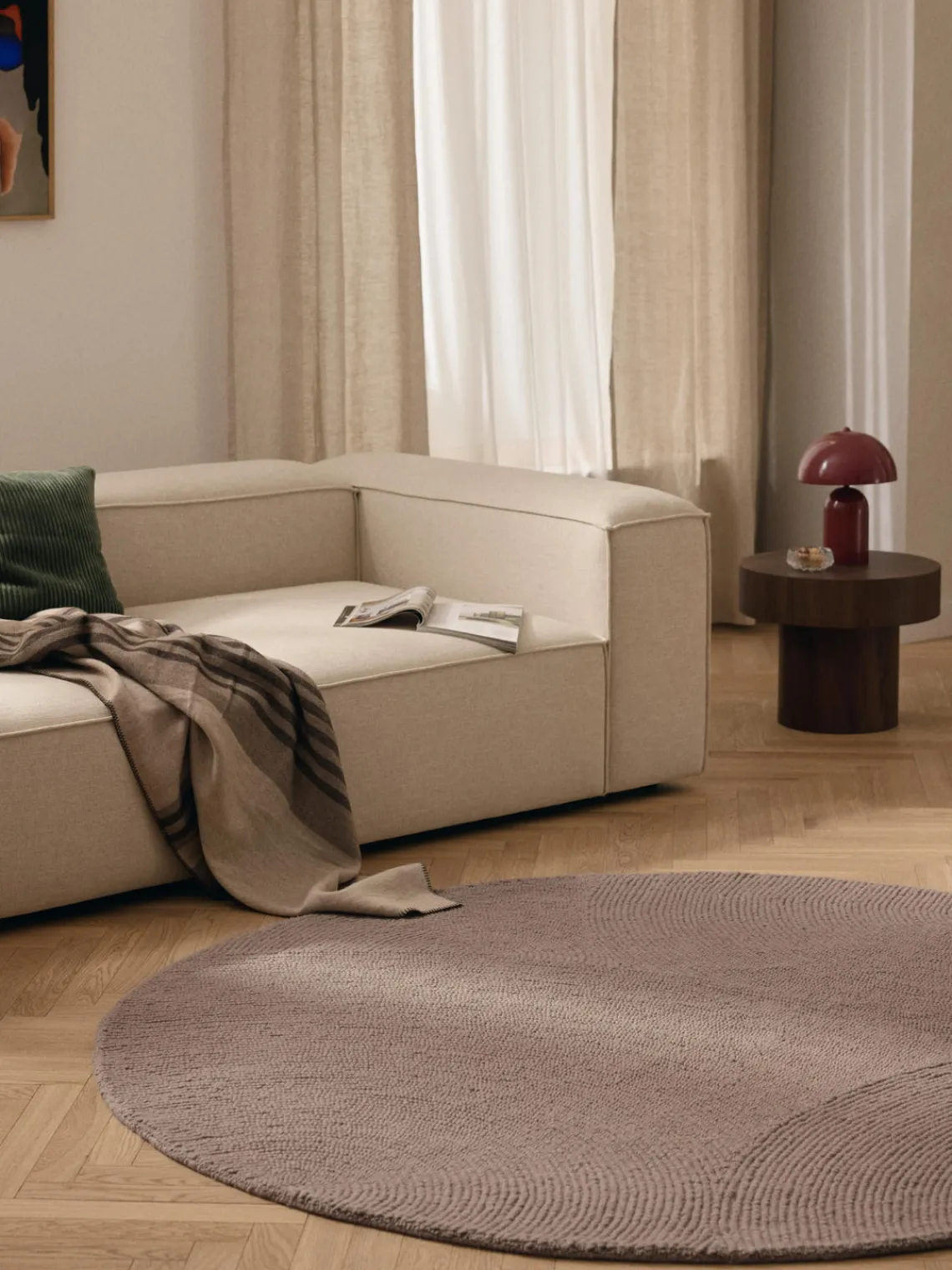 Redonda|Alfombras Rectangulares>Westwing Collection Alfombra artesanal redonda de lana Eleni Taupe