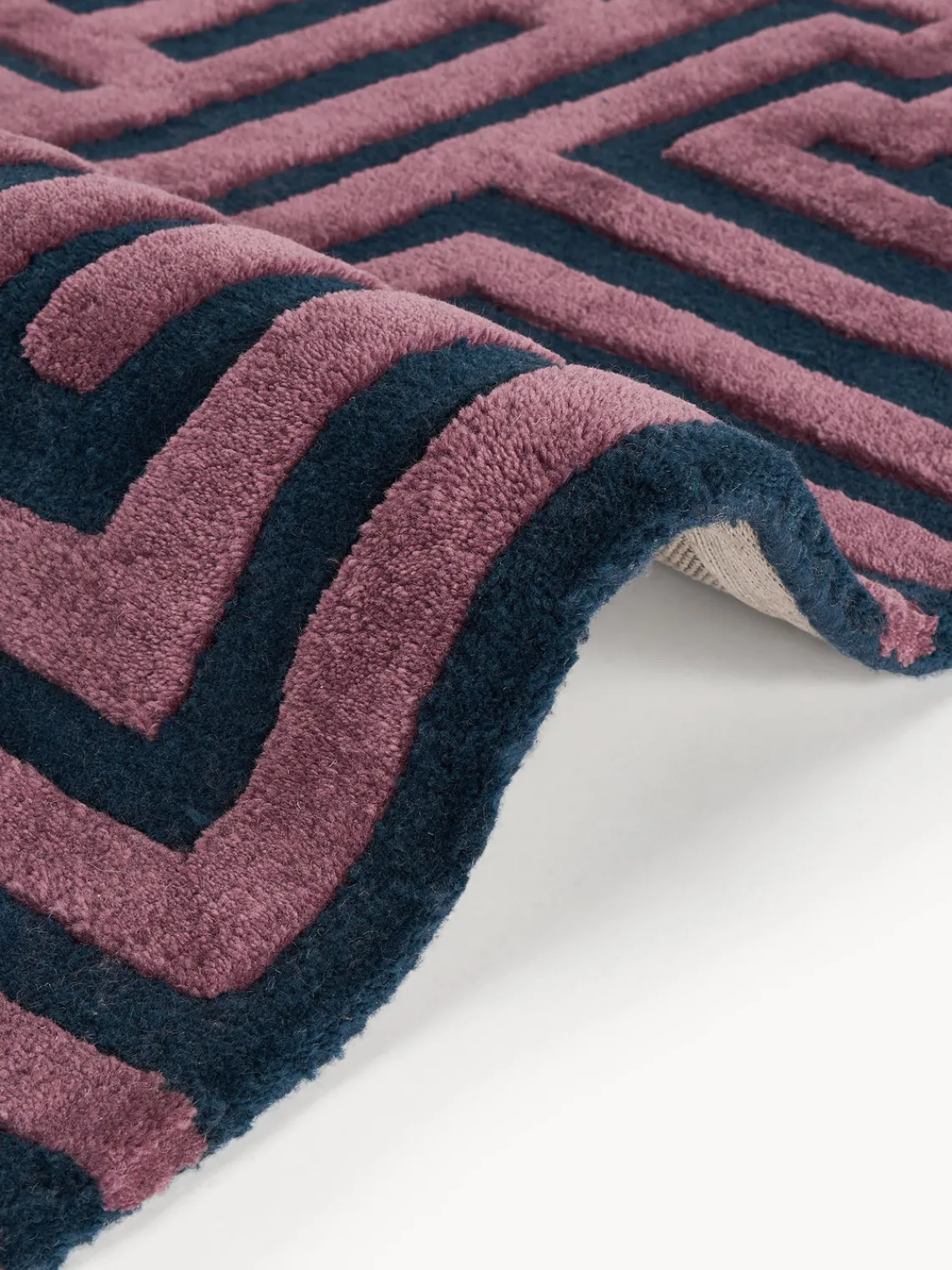 Rectangular|Alfombras Rectangulares>Westwing Collection Alfombra artesanal texturizada Monty Azul oscuro, lila