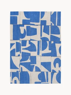 Rectangular|Alfombras Rectangulares>Louis de Poortere Alfombra con estampado gráfico Campanula Azul, blanco crema