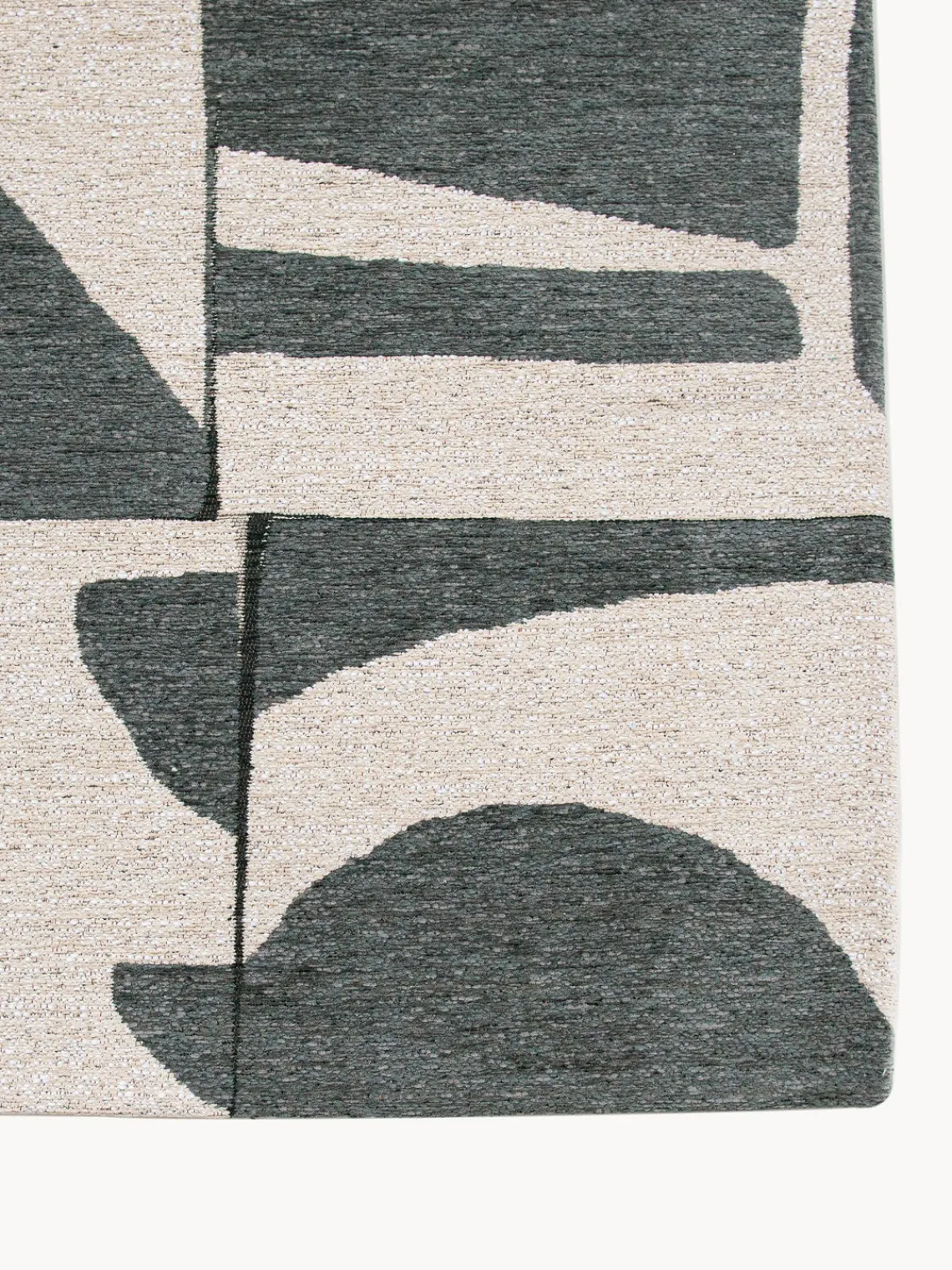 Rectangular|Alfombras Rectangulares>Louis de Poortere Alfombra con estampado gráfico Campanula Verde oscuro, blanco crema