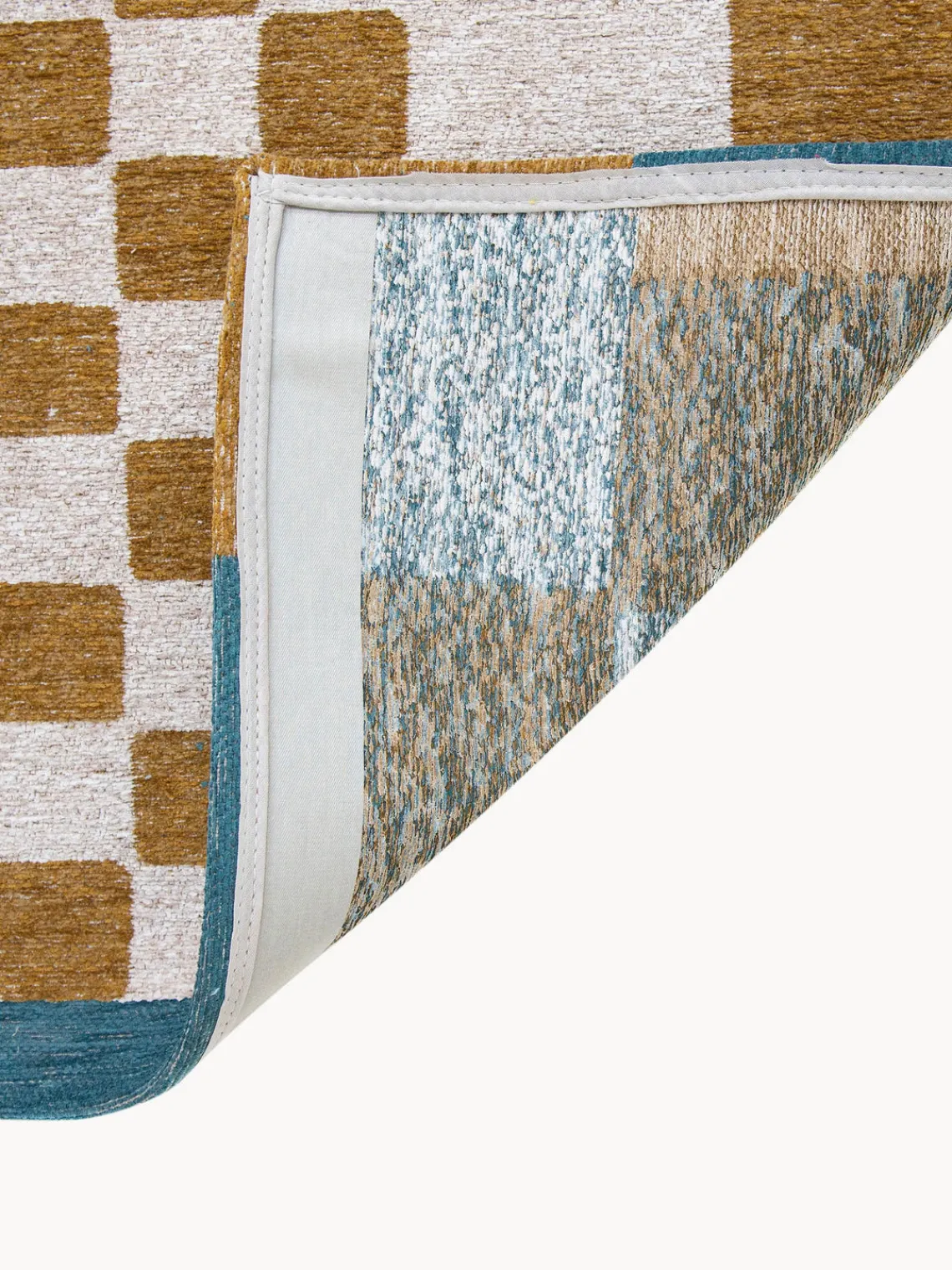 Rectangular|Alfombras Rectangulares>Louis de Poortere Alfombra con estampado gráfico Honey Ocre, Off White, azul