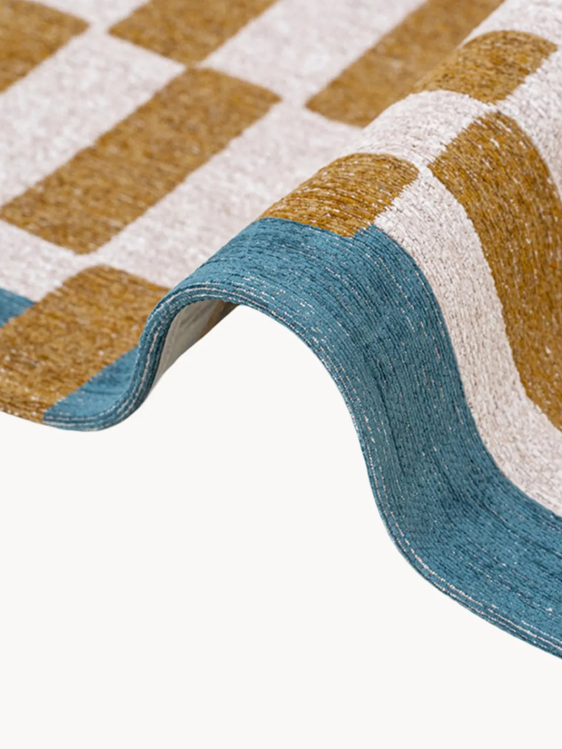 Rectangular|Alfombras Rectangulares>Louis de Poortere Alfombra con estampado gráfico Honey Ocre, Off White, azul