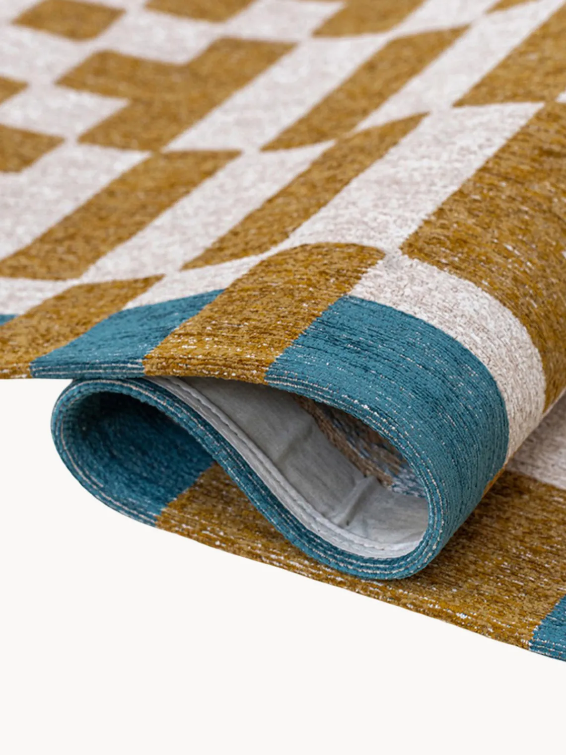 Rectangular|Alfombras Rectangulares>Louis de Poortere Alfombra con estampado gráfico Honey Ocre, Off White, azul