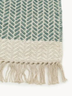 Alfombras De Pasillo|Alfombras De Pasillo></noscript>benuta Alfombra corredor artesanal de lana con flecos Kim Verde salvia, beige claro